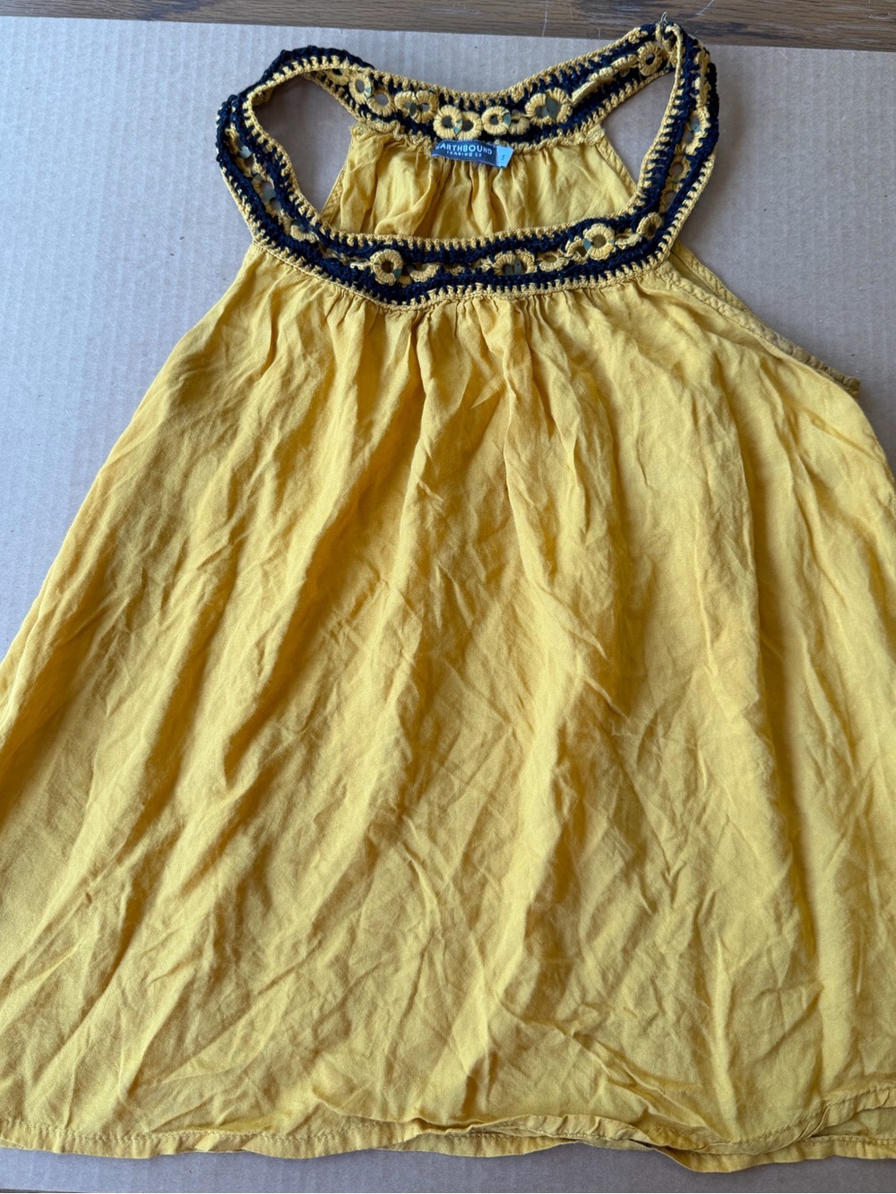 EARTHBOUND Mustard Yellow Embroidered Boho Tank